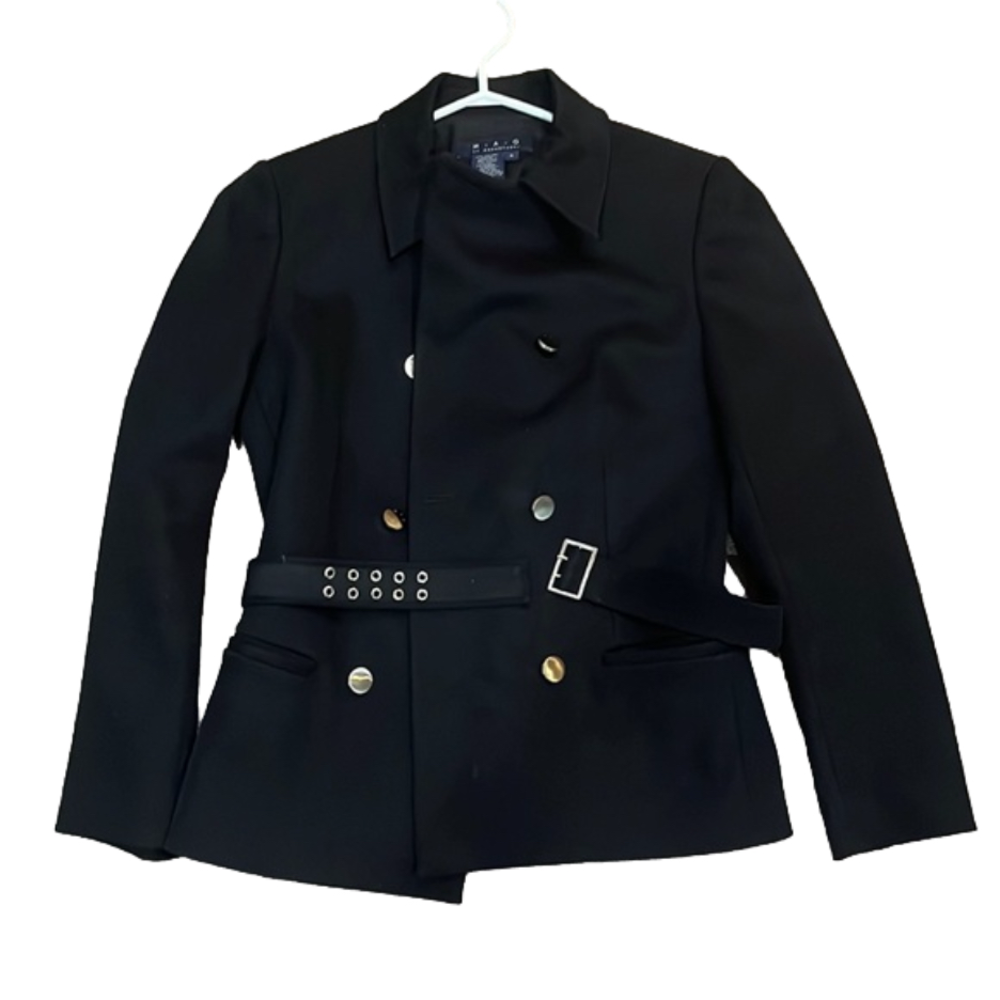 Magaschoni Sz 4 black double breasted blazer coat